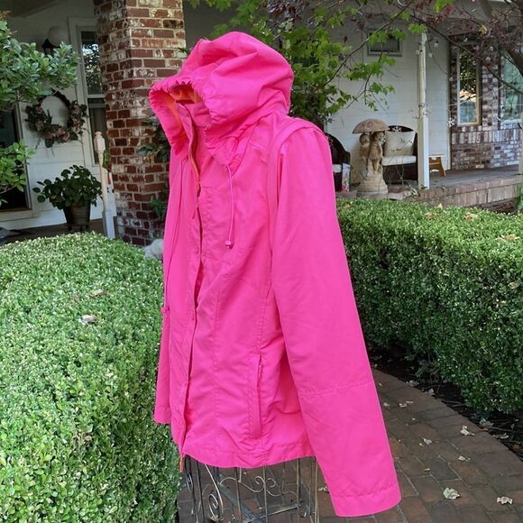 EUC J Jill Pink & Orange Two In One Hooded Jacket Size S - Picture 3 of 11